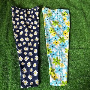 Bundle Two Elastic Waist Floral-Print Pull-On Lightweight Leggings Pants Size 10